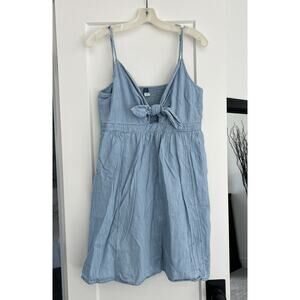 Old Navy NWT Women's Linen Blend Blue Tie Front Dress Plus Size 4X